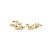 Cufflinks Cuff Links 01756 Golden Angel Wing Heart Mens Vintage Gift for Tuxedo Shirts Wedding Party