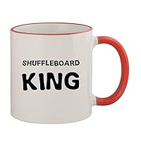 Shuffleboard King - 11oz Ceramic Colored Rim & Handle Coffee Mug, Red