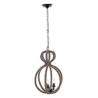 Rope Pendant Lamp - 3 Bulbs Rustic Nautical Lamp - Hanging Light Fixture for Any Setting - 15L x 15W x 47.5H Inches