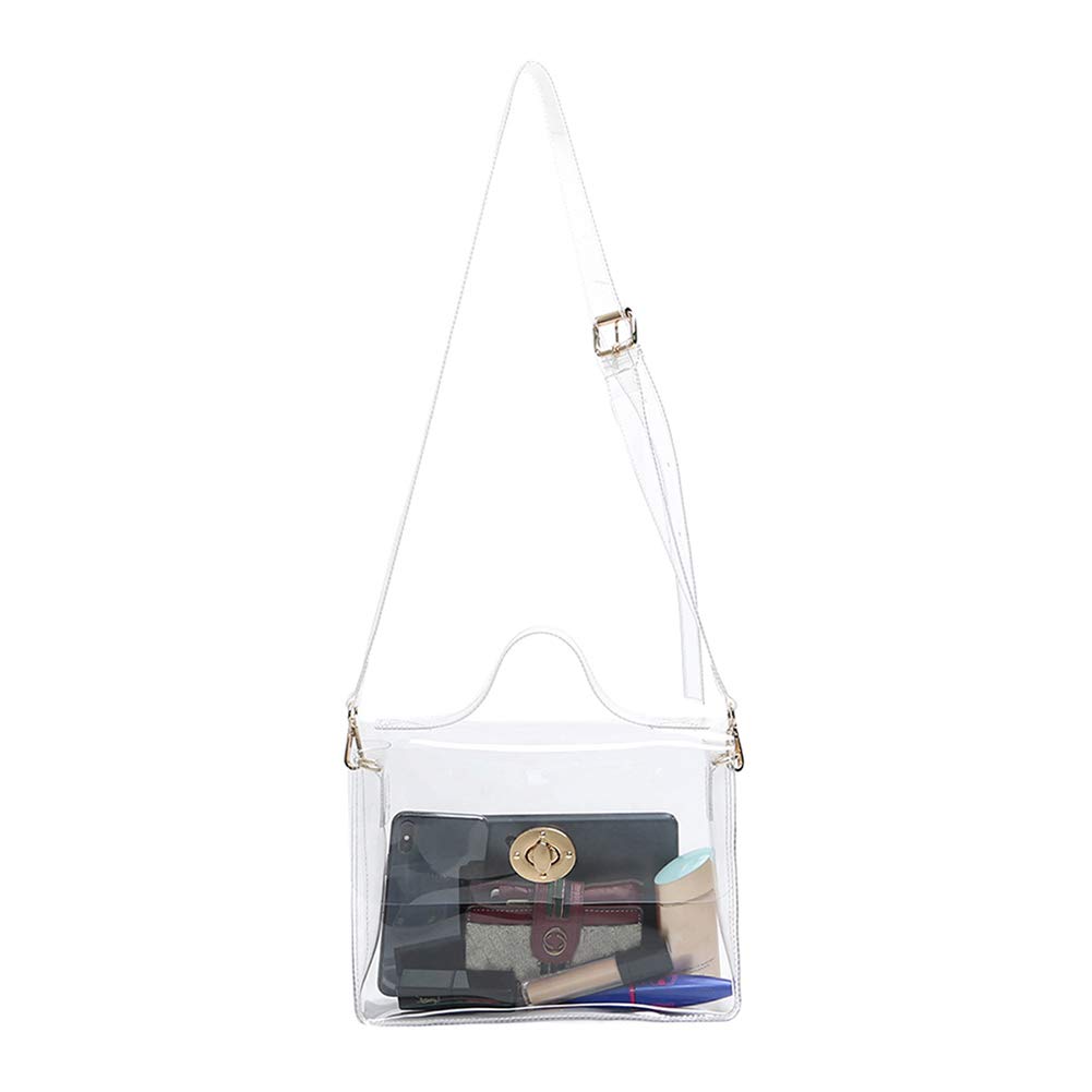 Barabum Transparent Messenger Shoulder Crossbody Handbag with Turn Lock Closure