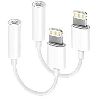 2 Pack Lightning to 3.5 mm Headphone Jack Adapter, [Apple MFi Certified] iPhone Dongle Headphone Audio Aux Converter Compatible with iPhone 14/14 Plus/14 Pro/14 Pro Max/13/12/11/XR/XS/X/8/7/iPad