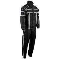 SH2331 Men's Black Water Resistant Rain Suit with Reflective Tape