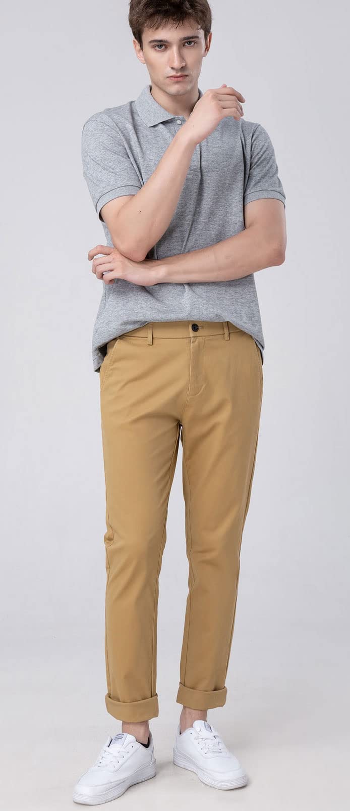 YHAIOGS Pants for Men Pants Jeans Men's Premium No Iron Khaki Straight Fit  & Slim Fit Flat Front Casual Pant Pants Men Pants 232-green Large