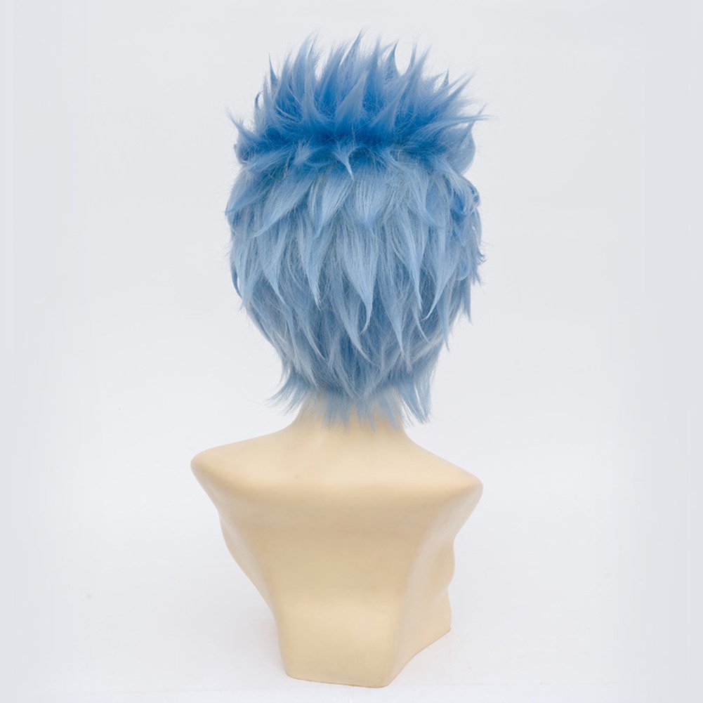 HH Building Cosplay Wig Short Spiky Anime Show Party Costume Hair Wig (Sky Blue) 12 Inch