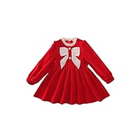Children's Plush dress 2021 winter female baby bow solid color princess skirt Korean girls' new year clothes fashion