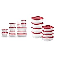 Rubbermaid TakeAlongs and Easy Find Vented Food Storage Containers, 68 Pieces, Red