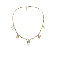14k Gold Butterfly Necklace Tassel Pendant Necklace Women's Necklace