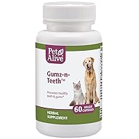 PetAlive Gumz-n-Teeth - All Natural Herbal Supplement for Healthy Teeth and Gums in Cats and Dogs - Supports Oral Health in Pets - 60 Veggie Caps