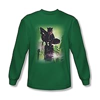Batman - Mens Catwoman #63 Cover Long Sleeve Shirt In Kelly Green