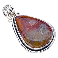 StarGems® Natural Crazy Lace Agate Handmade 925 Sterling Silver Pendant 1.5