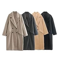 Autumn/Winter Women's Unisex Mid Length Double Breasted Windbreaker Woolen Coat Coat