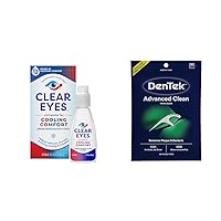 Clear Eyes 0.5 Fl Oz Cooling Eye Drops & DenTek 150 Count No Break Floss Picks Bundle