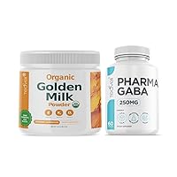 Organic Golden Milk Powder with Vitamin D3 & K2 and Pharma GABA supplement Bundle.