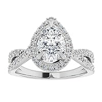 3 CT Pear Moissanite Engagement Ring Wedding Eternity Band Vintage Solitaire Antique 4-Prong -Setting Setting Silver Jewelry Anniversary Promise Vintage Ring Gift for Her