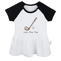 Let's Par Tee Golf Funny Pattern Dresses for Babies, Newborn Baby Girls Princess Dress, Toddler Infant Ruffles Skirts