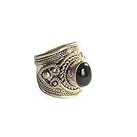 Adjustable Polished Black Onyx Statement Cuff Ring | Boho Style Jewelry From Nepal