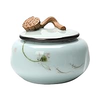 KOAIUS Small Ceramics Cremation Urns Store Pet Ashes can Also Be Placed Small Amount Adult Ashes Souvenir Sealed Against Moisture Ceramics Pet Coffin,Ruyi on The Top Cover Jars