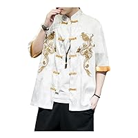 Satin Silk Men's Tang Collar Shirt Traditional Chinese Elegance