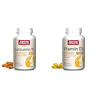 Curcumin 95 500mg - Up to 120 Servings (Veggie Caps) & Vitamin D3 62.5 mcg (2,500 IU) - 100 Servings (Softgels) - Bone Health