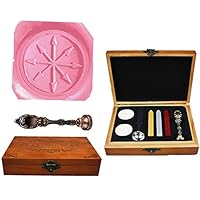 MNYR Arrows Darts Compass Bronze Wax Seal Sealing Stamp Wedding Invitations Vintage Metal Peacock Handle Wax Sticks Candles Melting Spoon Gift Wood Box Set