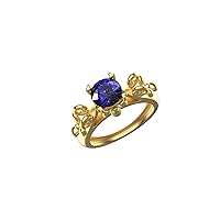 Round Natural Tanzanite Solitaire Ring For Women And Girls