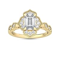 1-5 Carat (ctw) Yellow Gold Radiant Cut LAB GROWN Diamond Halo Engagement Ring [ Color D-E, Clarity VS1-VS2 ]