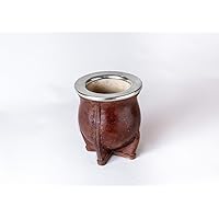 Mate Gourd Camionero | Black or Brown Leather Mate Gourd | Black or Brown Camionero Mate Gourd | Leather Mate | Yerba Mate Cup (Brown, With Alpaca Straw + Yerba)