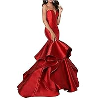 VeraQueen Women's Strapless Tiered Prom Dresses Sweetheart Mermaid Evening Party Dress