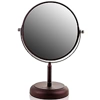 OVENTE 7'' Tabletop Makeup Mirror - 1X/ 5X Magnification, Rotating 360-Degree, Double-Sided, Free-Standing Vanity Décor, Perfect for Dresser, Bedroom, Office & Bathroom, Antique Bronze MNLDT70ABZ1X5X