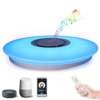 HOREVO Ceiling Lights with Bluetooth Speaker, 15 inch Smart Ceiling Lamp Compatible with Alexa and Google Home,Room Light for Bedroom, Living Room