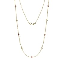 Amethyst & Natural Diamond by Yard 9 Station Necklace (SI2-I1, G-H) 1.35 ctw 14K Yellow Gold