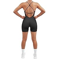 Women Strappy Romper Seamless Jumpsuit Tummy Control Padded Sports Bra