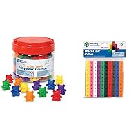 Learning Resources Baby Bear Counters (102 Pieces) and MathLink Cubes (100 Pieces) - Montessori Math Toys for Kids
