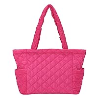 Quilted Tote Bags for Women Lightweight Puffer Padding Shoulder Bag Large Nylon Tote Handbag Zipper Closure