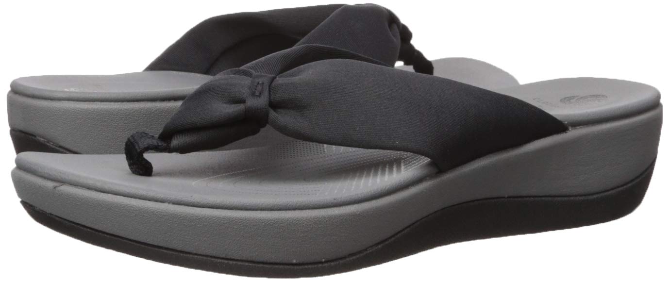 Clarks Women's Arla Glison Flip-Flop, black fabric, 8 Medium US