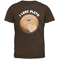 I Love Pluto Planet Brown Adult T-Shirt - Medium