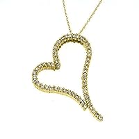 14k Yellow Gold Diamond Heart Pendant 1.72 Carats