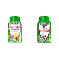 PreNatal Gummy Vitamins, Raspberry Lemonade Flavored, Pregnancy Vitamins for Women & Extra Strength Vitamin B12 Gummy Vitamins for Energy Metabolism Support