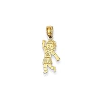 14k Yellow Gold Polished Girl Waving With Flower Blouse Pendant Necklace Measures 18.84x7.54mm Wide Jewelry for Women