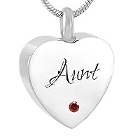 misyou Personalized Heart Necklace Birthstone Aunt Pendant Cremation Urn Necklace Keepsake Jewelry