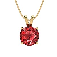 Clara Pucci 1.55ct Round Cut unique Fine jewelry Natural Scarlet Red Garnet Gem Solitaire Pendant With 16