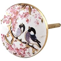 Indian Shelf Premium Decorative Drawer Knobs- Bird Drawer Knobs- Pink Drawer Pulls- Round Gold Cabinet Knobs- Ceramic Drawer Knobs- Unique Cabinet Knobs- Exclusive Gold Knobs- Ceramic Knobs- 18 Piece
