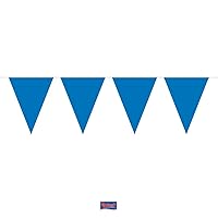 Bunting Blue 10 metres Long with 15 Flags, Triangle, Plastic