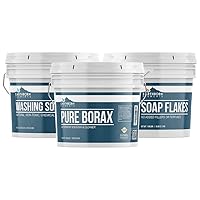 Earthborn Elements Borax Powder, Washing Soda, Soap Flakes (1 Gallon ea.) Multipurpose for cleaning & laundry, Resealable Bucket