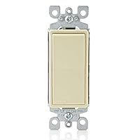 Leviton 5601-2I 15 Amp, 120/277 Volt, Decora Rocker Single-Pole AC Quiet Switch, Residential Grade, Grounding, Ivory