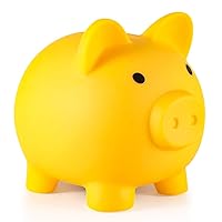 Piggy Bank, My First Money Bank, Unbreakable Plastic Coin Bank for Girls and Boys, Medium Size Piggy Banks, Practical Gifts for Birthday, Easter, Baby Shower (Yellow)