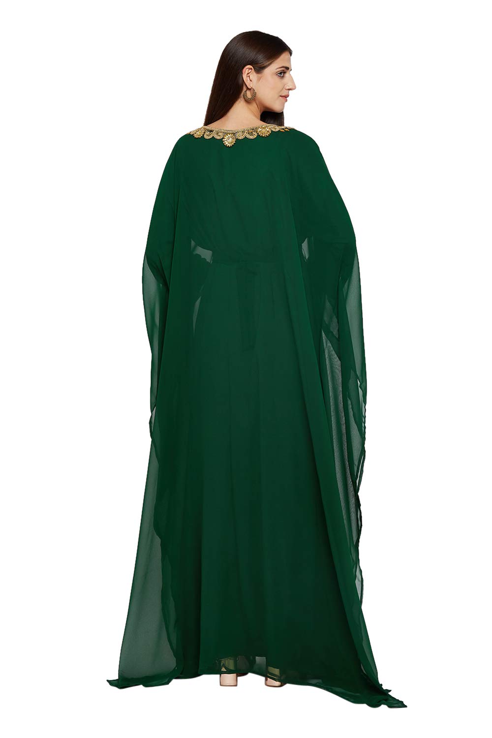 ANIIQ Women Dubai Farasha Kaftan Long Sleeves Evening, Party, Wedding Dress with Free Scarf