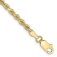 10k Yellow Gold Anklet 9 inch 2.75 mm Diamond-cut Rope Chain