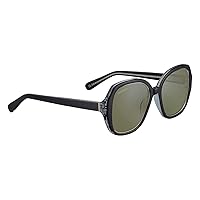 Serengeti Women's Hayworth Polarized Rectangular Sunglasses, Shiny Black Transparent Layer, Small