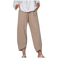 High Waist Wide Leg Pants for Women, Casual Lightweight Linen Pants Casual Soft Trousers Loose Pocket Beach Pant